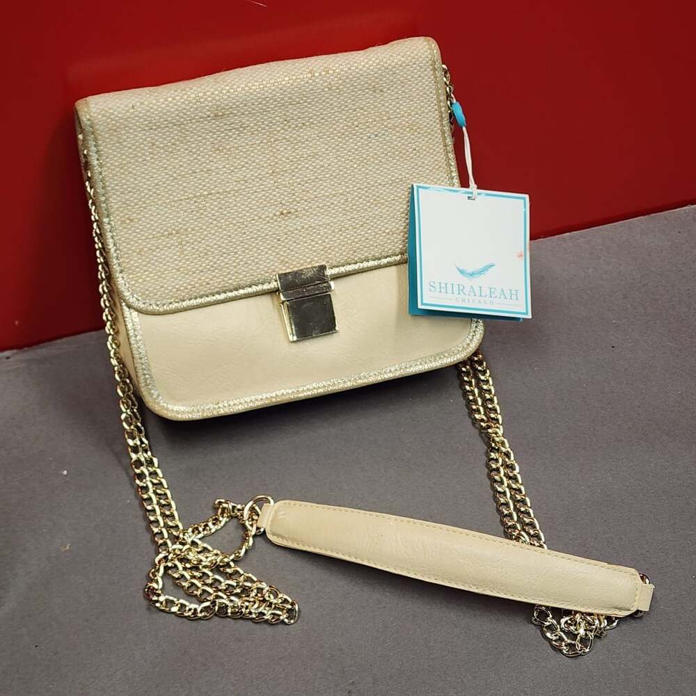 Shiraleah Chicago Crossbody Bag Gold Cream Chain Strap